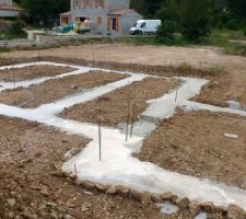 Béton sur semelles renforcées