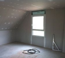 Fin de l'isolation intérieure   placo des murs extérieurs - chambre parentale