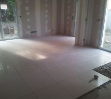 Pose de carrelage 60x60 dans salon