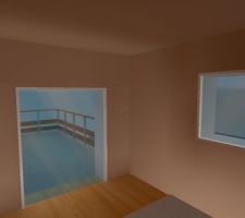 Vue 3D, terrasse vue de la chambre principale