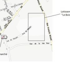 Situation du Lotissement "Le Bois Briand" par rapport &agrave; l'Intermarch&eacute;