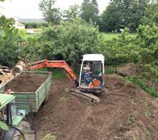 Ensuite .... Vider le terrain de toute la végétale restante !!!

Le voisin fermier à été ravi de m'en débarasser !!!! 60 M3 gratuit !!!

MERCI QUI ?????????