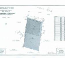 Plan m&eacute;tr&eacute; de notre terrain il s'agit d'un ancien terrain agricole cin&eacute; en 2. Le notre c'est le lot A