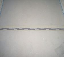 Frise au sol pour s&eacute;parer les 2 couleurs de carrelage. frise modifier (par moi )par rapport &agrave; l'original qui contenait du orange !