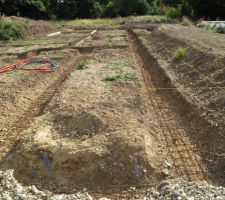 Fouilles rectifi&eacute;es sur projet Bis d&eacute;but de ferraillage fondations