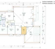 Le nord de la maison est dans l'angle bas gauche de la Chambre2 et le sud dans l'angle haut droit du salon