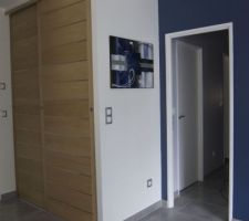 Portes de placard standard achet&eacute;es chez LM - Tableau de Gna (artiste trouv&eacute;e par Internet, j'adore !)