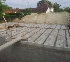 Vue du ferraillage de la dalle RDC