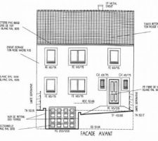 Vue de la façade avant sur le plan constructeur.