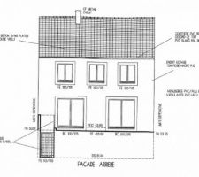 Vue de la façade arrière sur plan constructeur