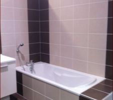 La salle de bain, les couleurs qu'on a choisi (hum oui on s'est pas foul&eacute;...)