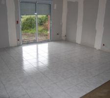 Carrelage en cours de pose