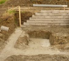 Vue de la semelle de fondation de la zone sous le garage