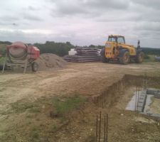 Pose du premier rang de bloc