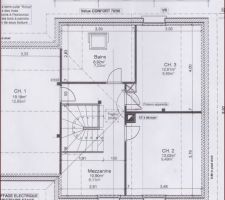 Étage
La chambre au dessus du garage est coupée car les plans sont en A3