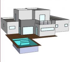 Vue 3D de l'arrière de la maison