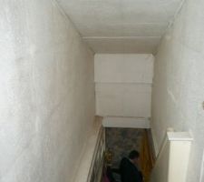 L'escalier de l'etage avec la jolie deco polystirène