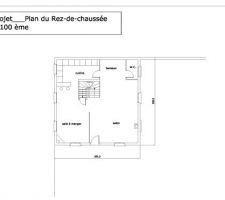 Le projet au RdC avec disposition 'en gros' des pièces.