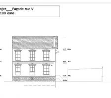 Voici la nouvelle façade. Les fenêtres du 1er seront plus petites (155 vs 180).