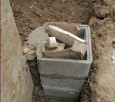 Coffrage du branchement de la gouttière côté sud