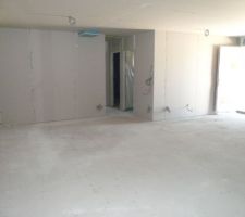 Doublage, isolation et cloisons terminées, enfin il manque plus que les bandes, doublage des murs extérieures par PEGYMAX TH29.5.