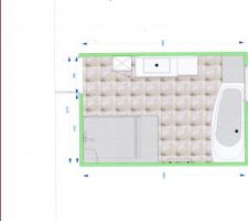 Plan de salle de bain avec les cotes