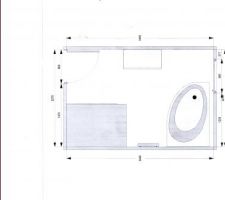 Plan de salle de bain avec une baignoire en forme d'amande