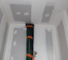 Cable electrique venant de l'&eacute;tage dans placard du bas