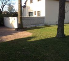 Fond du terrain,les arbres ont &eacute;t&eacute; supprim&eacute;.Le terrain va jusqu'a  la bordure rose avec un d&eacute;croch&eacute;.