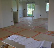 La piece a vivre le salon salle a mangé et au fond la cuisine