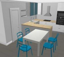 Vue 3D cuisine en U