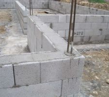 B&eacute;ton coffrant et ferraillages verticaux