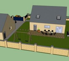Vue virtueldu projet du fond du jardin