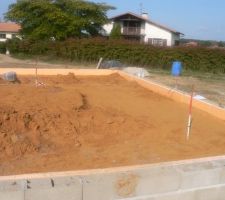 Compactage de la periph&eacute;rie puis mise a niveau &agrave; la regle a -20cm