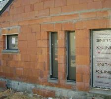 Porte d'entrée , fenetres fixes triple vitrage sécurit   celle de la salle de bain en triple vitrage aussi (facade nord)
