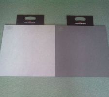 Le carrelage sera probablement le samsara de chez novoceram, soit gris perle (clair) soit plomb (gris fonc&eacute;).
Si quelqu'un a un retour d'experience sur ces carrelages...