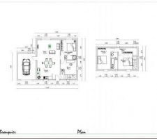 Maison à 1/2 étage avec les pièces à vivre, la suite parentale et le bureau en bas et les chambres de nos 2 enfants et la sdb en haut