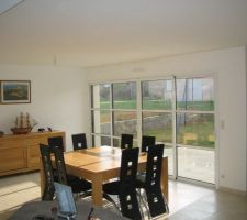 Le séjour avec ma belle baie vitré que je ne referai pas ! car coulissante et hors de pris on fera des ventaux fixes et un ouvrant et possible style japonais pareil !