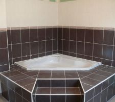 Baignoire d'angle avec estrade et escalier d'accès