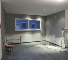 Gris galet sur les murs de la cuisine