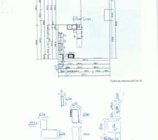 Plan de notre cuisine-salle à manger-salon pour l'implantation de la cuisine Ikea.