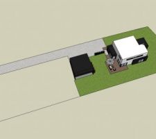 Vue générale du terrain avec l' allée de 40 mètres (idéal pour le roller !!!!)