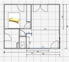 2 pièces 44m2 avec pièce à vivre de 24m2 environs: cuisine et séjour.