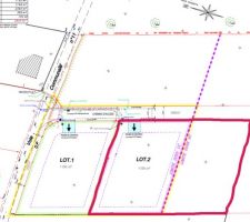 Notre terrain est le lot n&deg;2, plus 1300m de zone non constructible.
