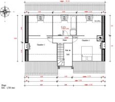 Etage de la maison en version agrandie (  80 cm sur la droite)