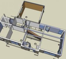 Une modélisation sketchup du RDC à partir des plan ACAD