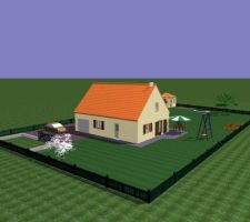 Projection 3d de la maison sur le terrain