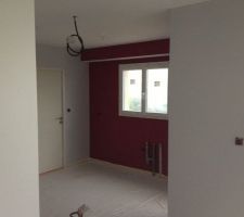 Un des murs de la cuisine...rougae framboise.