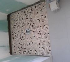 La douche &agrave; l'italienne de la Sdb du RDC, imitation galet.