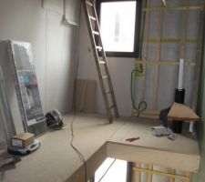 Le futur escalier et l'echelle pour les travaux !